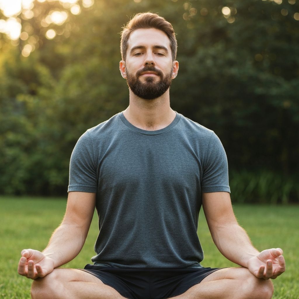 Man meditating in natural setting